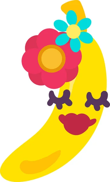 กล้วยผลไม้ที่แปลกใหม่ emoji เวกเตอร์การแสดงออกที่มีความสุข — ภาพเวกเตอร์สต็อก