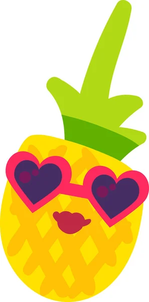 Ananas Dame Frucht Emoji glücklich Emotion Vektor — Stockvektor