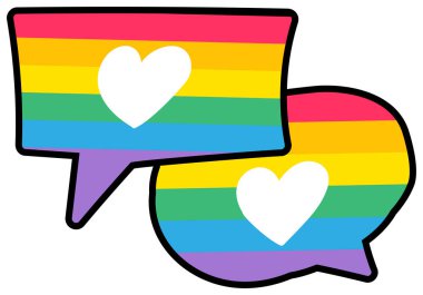 Lgbtqi alıntı şablonu çerçeve tırnak içinde vektör. Lezbiyen, gey, biseksüel, transseksüel, sorgulama ve cinsiyetler arası renkli konuşma metni kutuları. Sohbet ve tartışma düz çizgi film illüstrasyonu