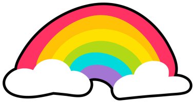 Rainbow with clouds lgbtqi color sticker vector. Lesbian, gay, bisexual, transgender, questioning and intersex celebration festival bright decoration. Gender solidary day flat cartoon illustration clipart