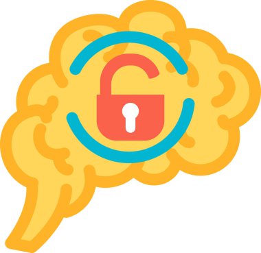 İnsan beyni ikon vektörünün dışa dönük fonksiyonu. İletişim ve ilişki, bireysel psikoloji ve zihin fonksiyonları. Anatomi entellektüel organında kilit açıldı. İçerik illüstrasyonu