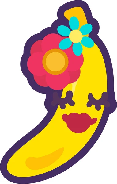 Banana frutta esotica emoji felice espressione vettore — Vettoriale Stock