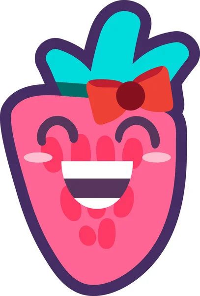 สตรอเบอร์รี่อาหารหวาน emoji มีความสุขอารมณ์เวกเตอร์ — ภาพเวกเตอร์สต็อก