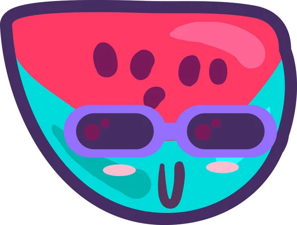 Sandía berry food emoji feliz vector de emociones — Vector de stock