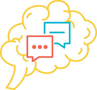 İnsan beyni ikon vektörünün işlev iletişimi. Zihin tartışma ve iletişim için işlevsel. Anatomi entelektüel organı. Sosyal bağlantı işlemleri doğrusal çizim çizimi