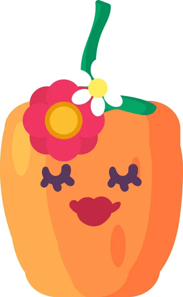 Pimienta chica vegetal emoji feliz emoción vector — Archivo Imágenes Vectoriales