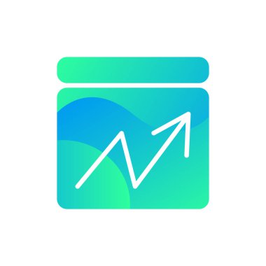 Çizgi çizelgesi pazar bilgi ikonu vektörü. Finansal ekonomi bilgisine göre düşen ve yükselen ok, hız kavramının doğrusal piktogramını analiz ediyor. Renk çizimi