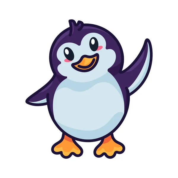 Penguin Funny Baby Bird Flapping Wing Vector — ストックベクタ