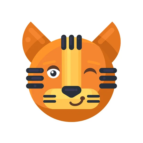 Tiger winking cute emoji funny expression vector — Stock Vector