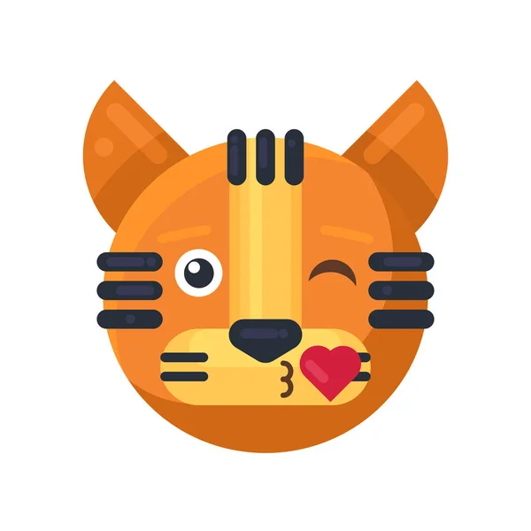 Tiger kiss with heart expression cute emoji vector — Stockvektor