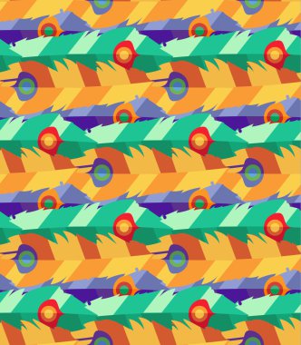 Renkli tüyleri olan kusursuz bir desen.