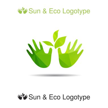 el ve yeşil yaprakları logo