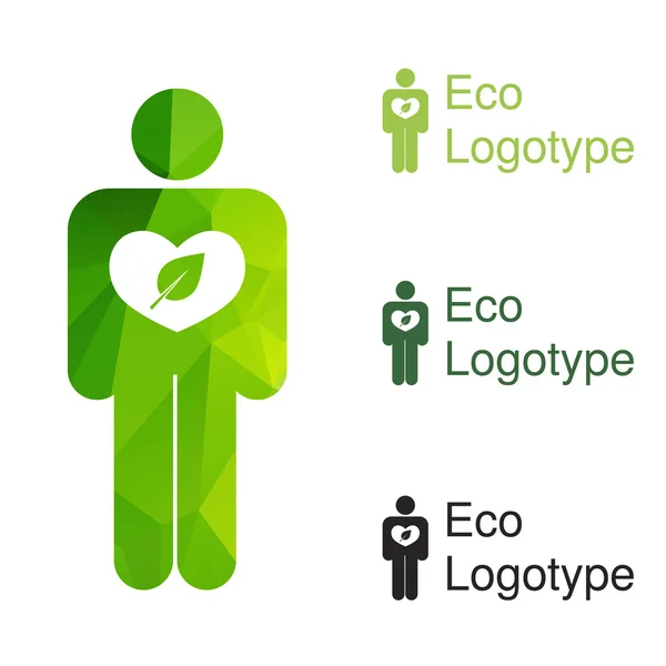 Λογότυπο του ανθρώπου με την καρδιά της οικολογίας — Διανυσματικό Αρχείο