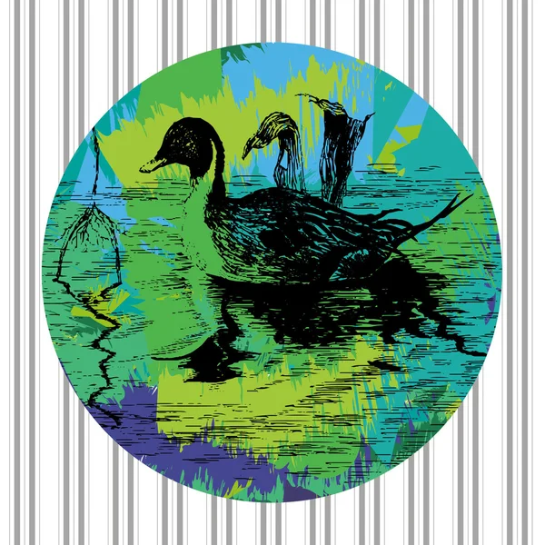 Pato colorido en la piscina — Vector de stock