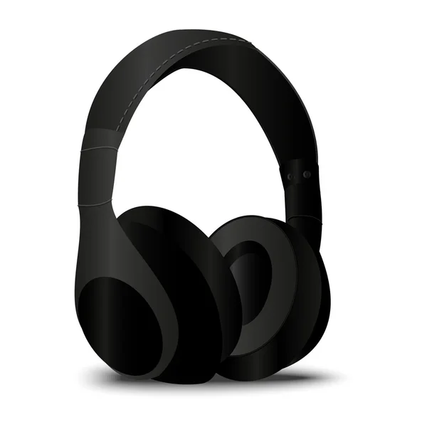 Stereo-Kopfhörer schwarz — Stockvektor