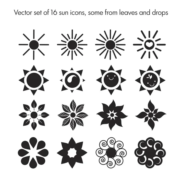 Набір з 16 іконок сонця — стоковий вектор