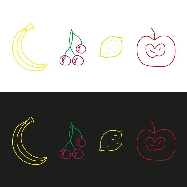 Apple, cherry, lemon and banana — 스톡 벡터