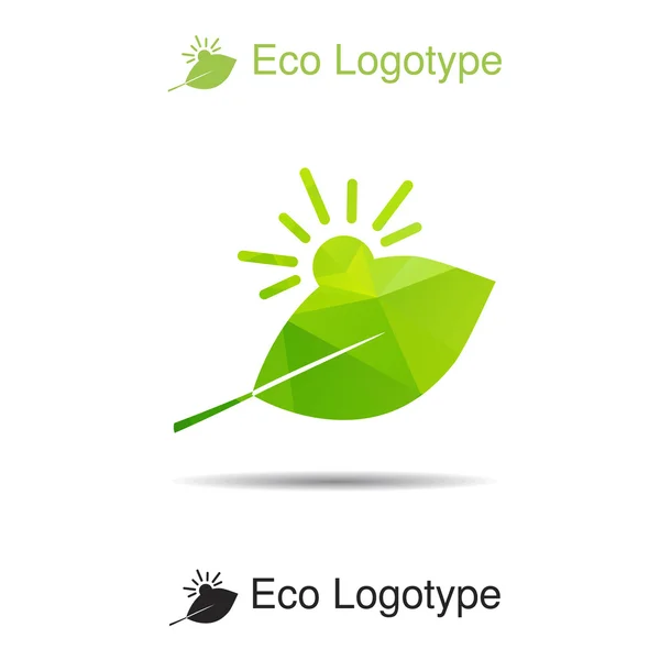 Ecologie logo: zon en blad — Stockvector