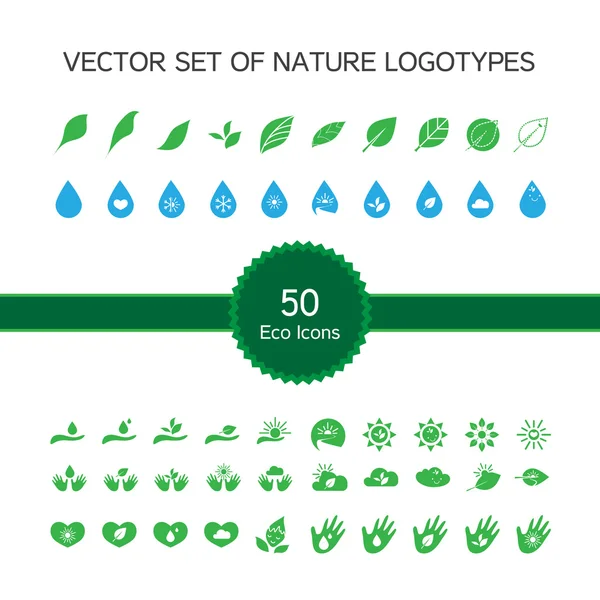 50 Öko-Symbole, Natur-Logo — Stockvektor