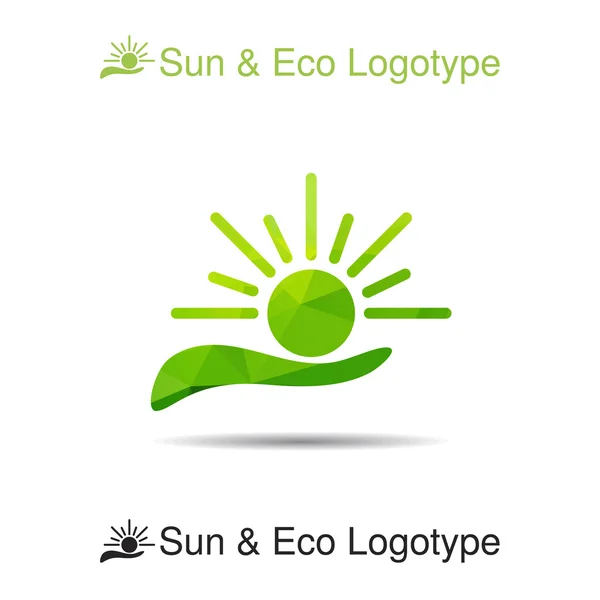 Ekologia symbol słońce w ręku — Wektor stockowy