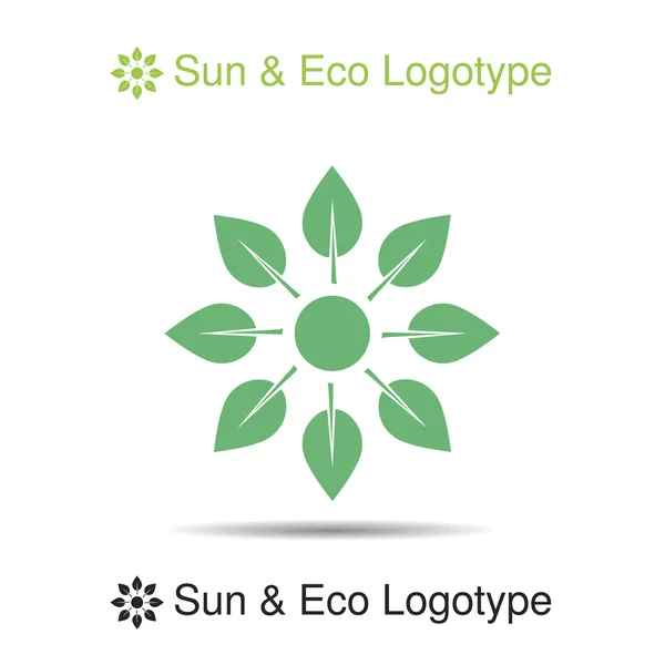 Logo příroda: slunce z listů — Stockový vektor