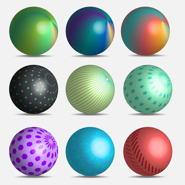 Nine 3d gradient balls — ストックベクタ