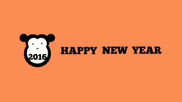 Happy New Year 2016 in .mp4 with music and monkey — Stock Video