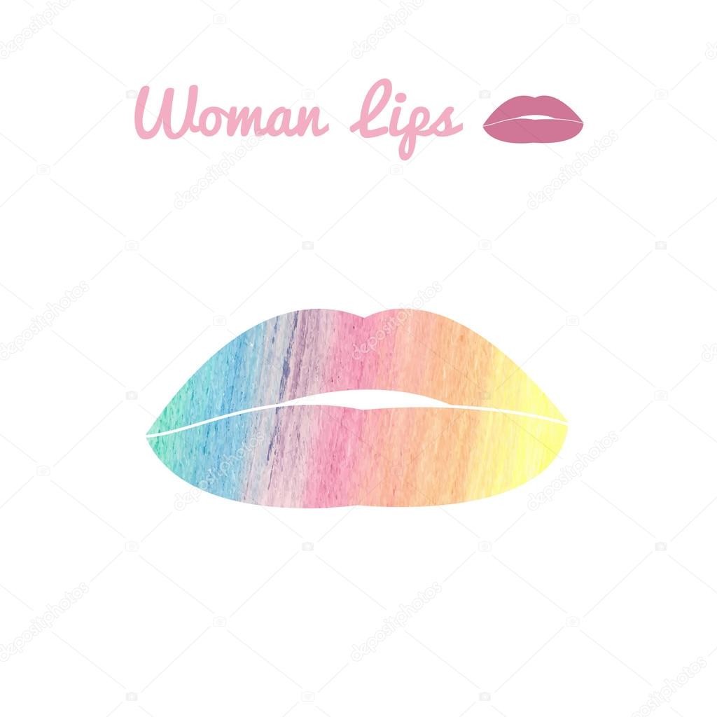 Colorful woman lips logo or icon
