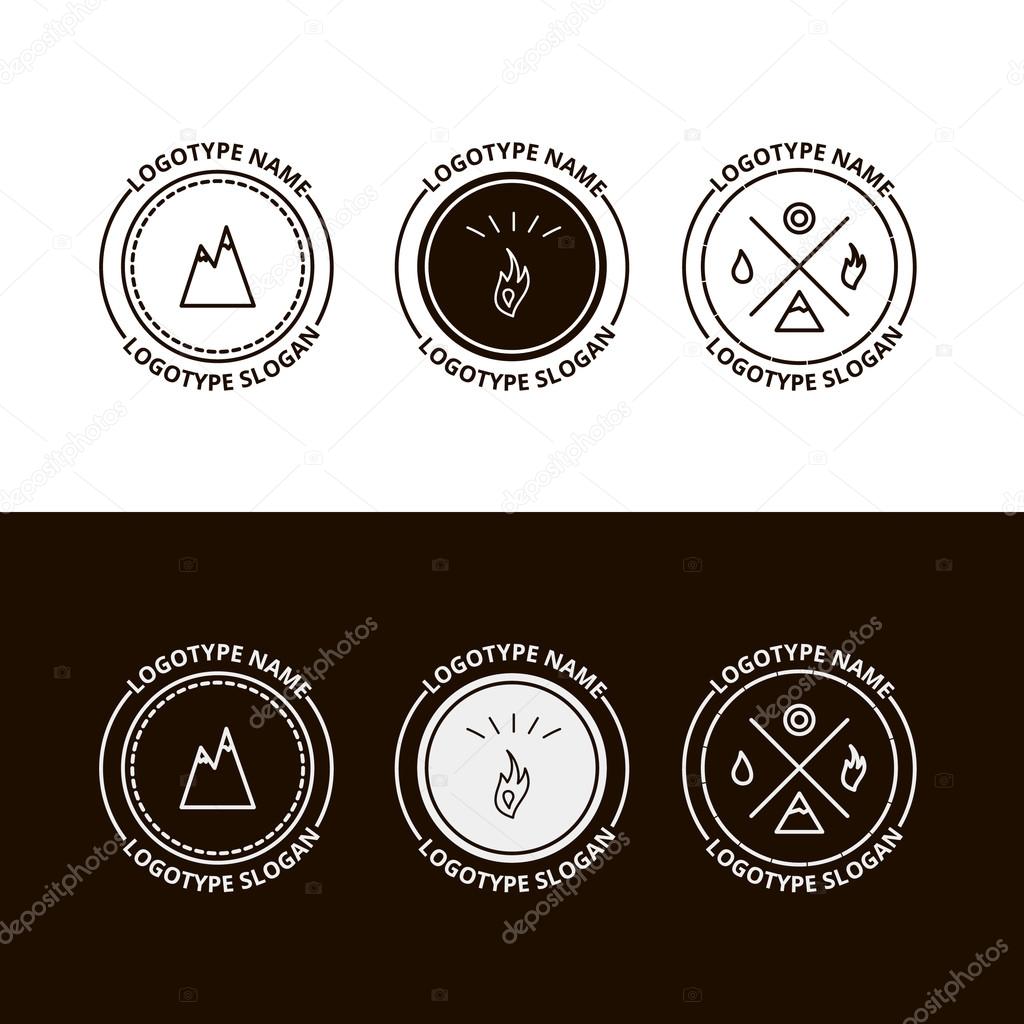 Set of outdoor adventure, expedition, tourism logo in vector