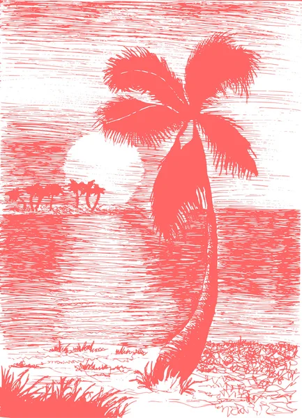 Adadaki palmiye ağacı — Stok Vektör