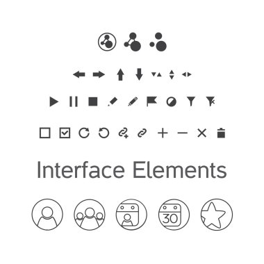 Vector set of interface elements, ui kit icons