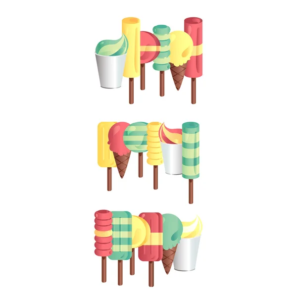 Conjunto colorido de helados — Vector de stock