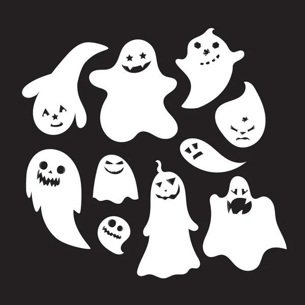 Set of halloween emotional ghosts — Stock Vector