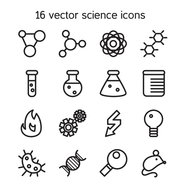 Ícones de conjunto de ciência —  Vetores de Stock