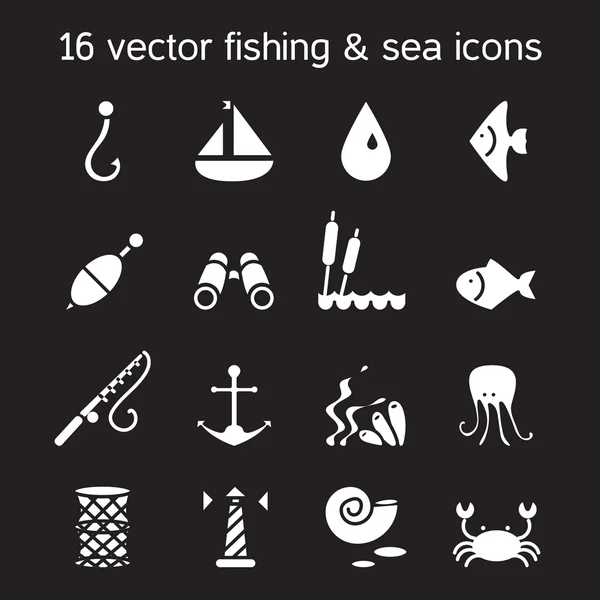 Isolated marine and fishing icons set — Stock Vector