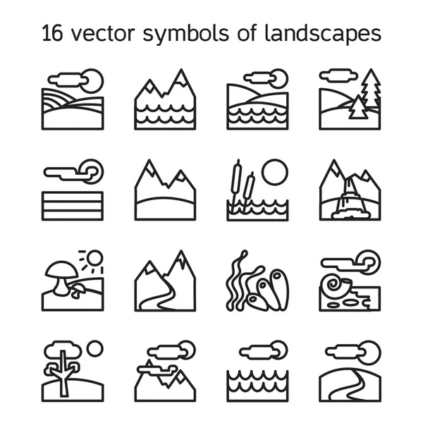 Landscape icons collection. Nature symdols — Stock Vector