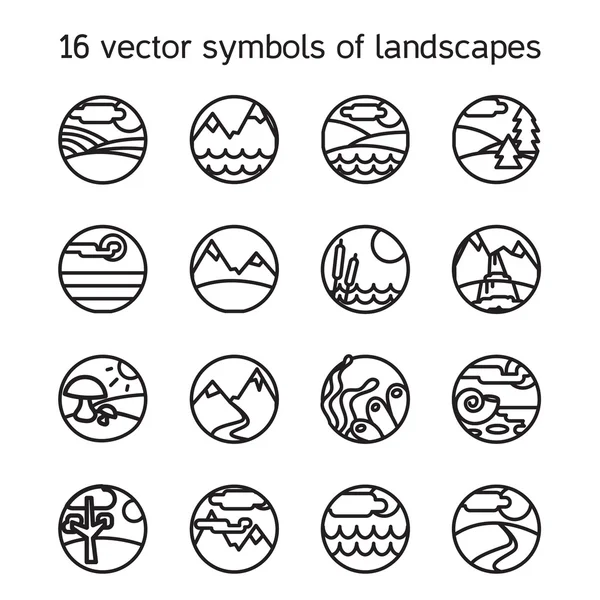 Landscape icons collection. Nature symdols — Stock Vector
