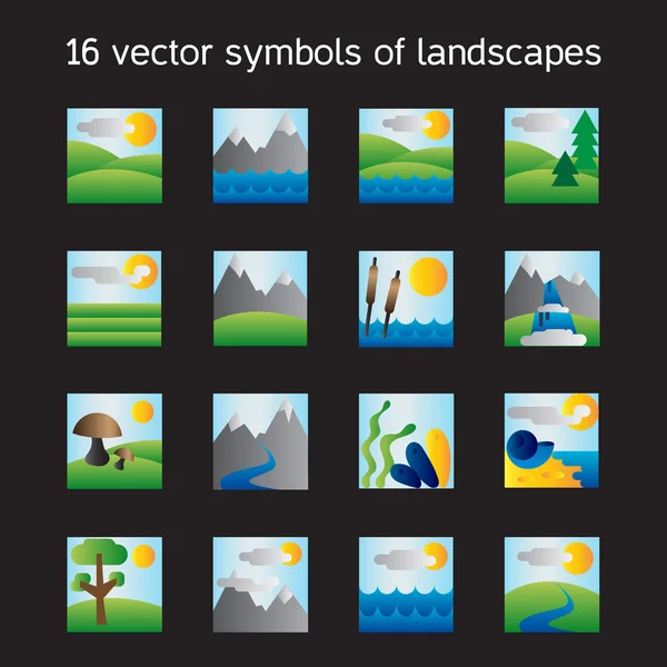 Landscape icons collection. Nature symdols — Stock Vector