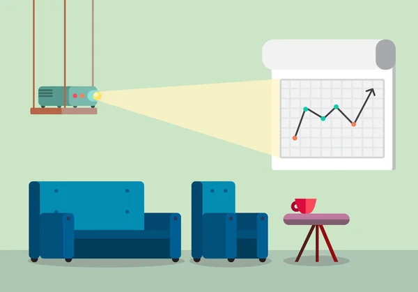 Sunum odası projektör ve rahat koltuklar