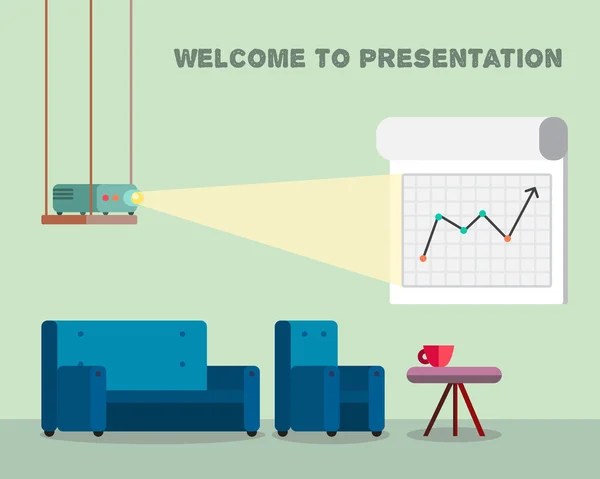 Salle de présentation avec projecteur et sièges confortables — Image vectorielle