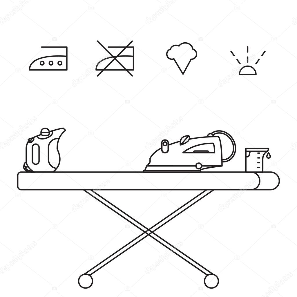 Isolated steam iron icon and beaker