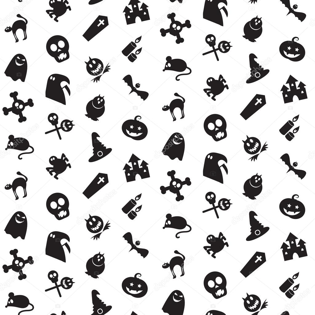 Halloween icons seamless pattern