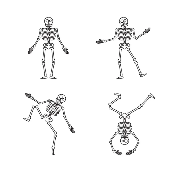 幸せなハロウィーンの骨格図 — ストックベクタ