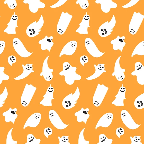 Padrão sem costura de fantasmas emocionais halloween — Vetor de Stock