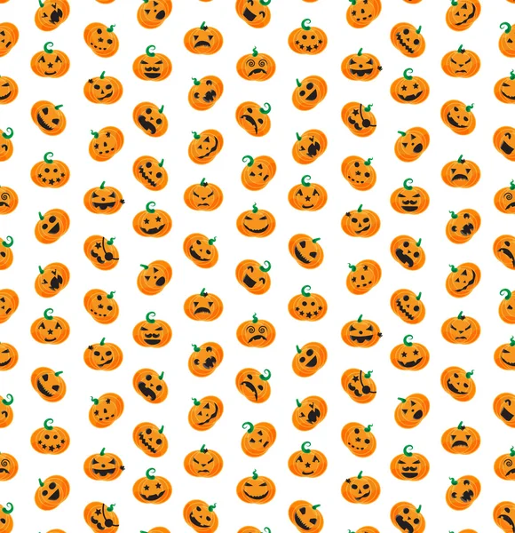 Patrón sin costuras de calabazas emocionales de Halloween — Archivo Imágenes Vectoriales