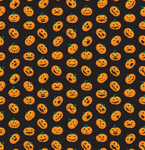 Patrón sin costuras de calabazas emocionales de Halloween — Archivo Imágenes Vectoriales