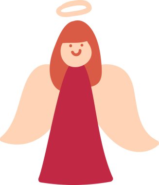 Sıcak renkli el yapımı Noel, kış ve yeni yıl bayramı sembolü. Kırmızı ceketli melek.