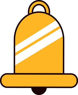 Altın Noel çanı. 2000 yılbaşı çıkartması ya da eski tarz hediye kartı. Beyaz arkaplanda çizgi film Y2K retro etiketi