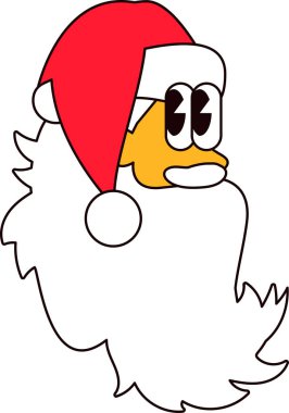 Baş Noel Baba 'ya mesaj at. 2000 yılbaşı çıkartması ya da eski tarz hediye kartı. Beyaz arkaplanda çizgi film Y2K retro etiketi