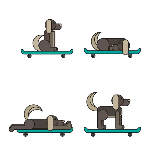 Hond zittend op een skateboard — Stockvector